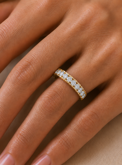 Affordable Round Diamond Half Eternity Wedding Band Ring Elegant Yet Budget Friendly Gift - HIGHCARAT DIAMONDS