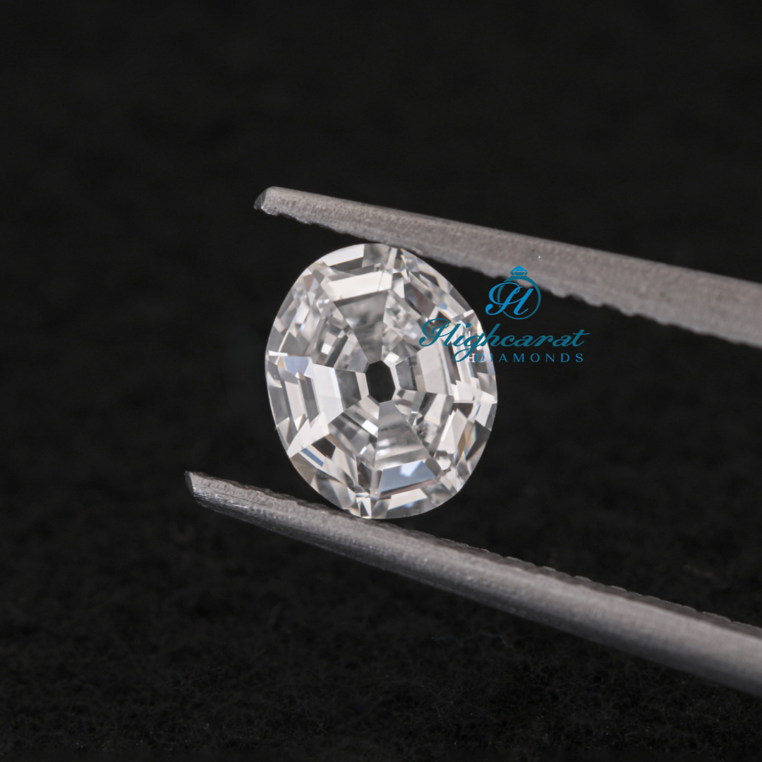 Antique Cut Alphabet O Lab Grown Diamond with rounded structure and detailed reflections