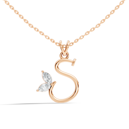 Elegant S Letter Diamond Pendant 0.36 Carat Unisex Jewelry In 14K Solid Yellow Gold - HIGHCARAT DIAMONDS