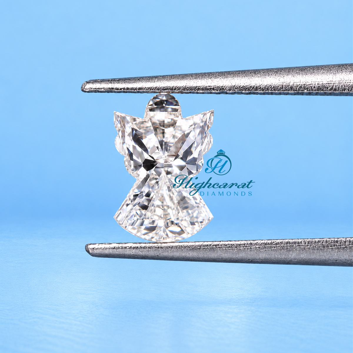 Close-up of angel cut certified diamond
