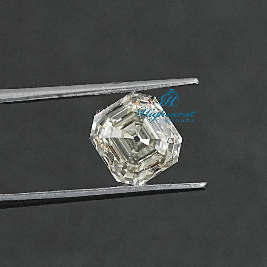 Asscher Step Cut Lab Grown Diamond with antique inspired proportions and clean reflections
