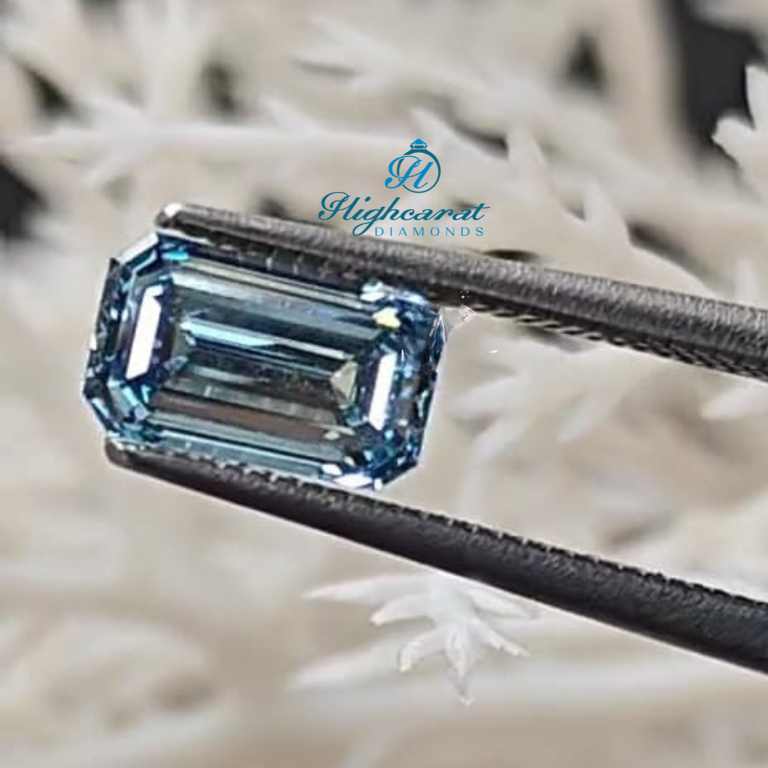 Elegant Emerald Cut Blue Fancy Loose Diamond Vintage Diamond Use For Custom Jewelry - HIGHCARAT DIAMONDS