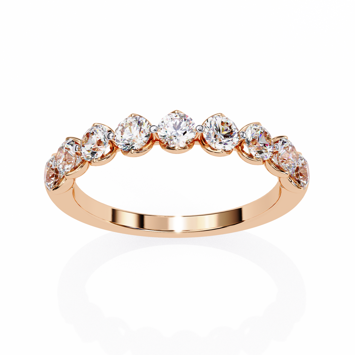 Art Deco Round Cut Lab Grown Diamond Half Eternity Elegant Cluster Stunning Daily Wear Band Gift For Her - HIGHCARAT DIAMONDS