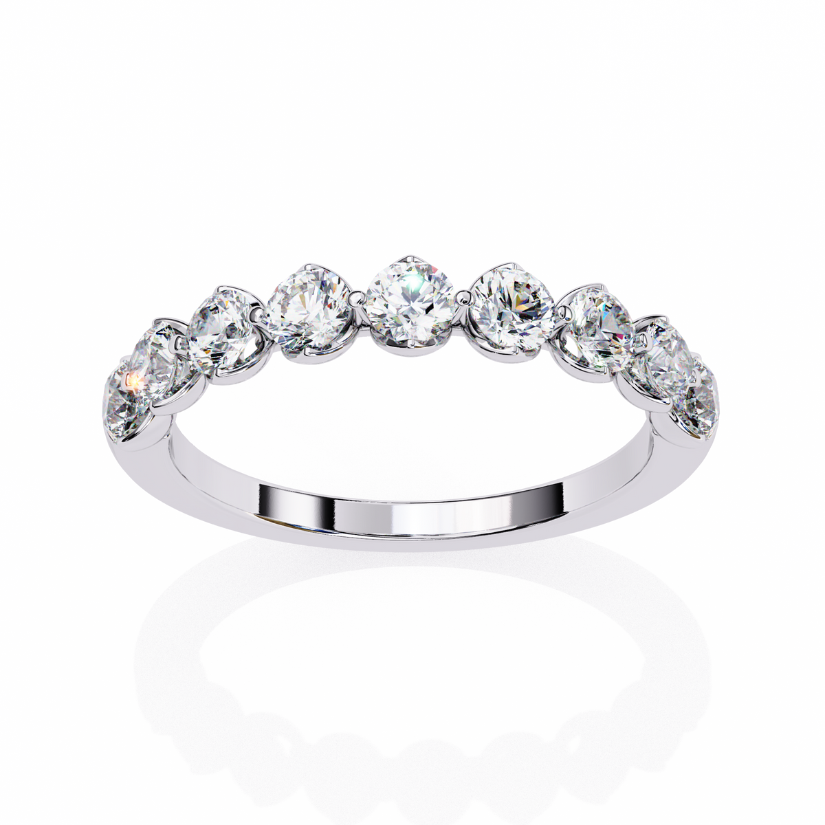 Art Deco Round Cut Lab Grown Diamond Half Eternity Elegant Cluster Stunning Daily Wear Band Gift For Her - HIGHCARAT DIAMONDS