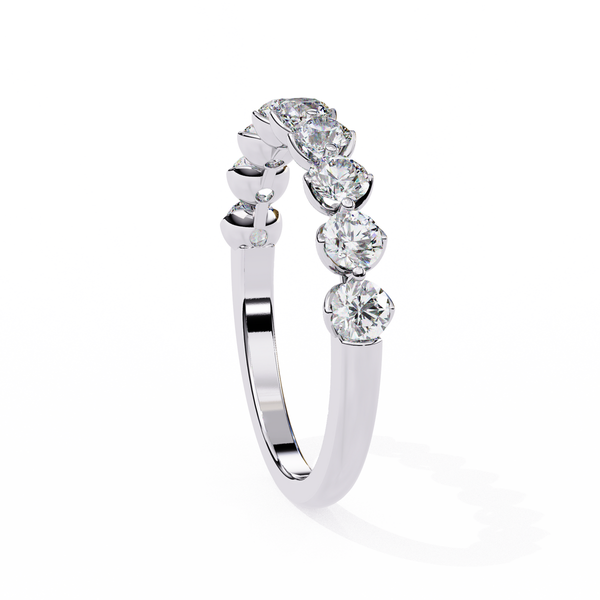 Art Deco Round Cut Lab Grown Diamond Half Eternity Elegant Cluster Stunning Daily Wear Band Gift For Her - HIGHCARAT DIAMONDS