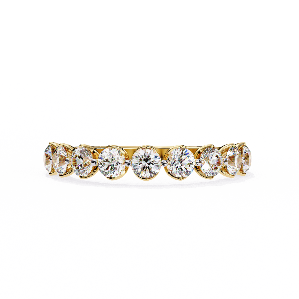 Art Deco Round Cut Lab Grown Diamond Half Eternity Elegant Cluster Stunning Daily Wear Band Gift For Her - HIGHCARAT DIAMONDS
