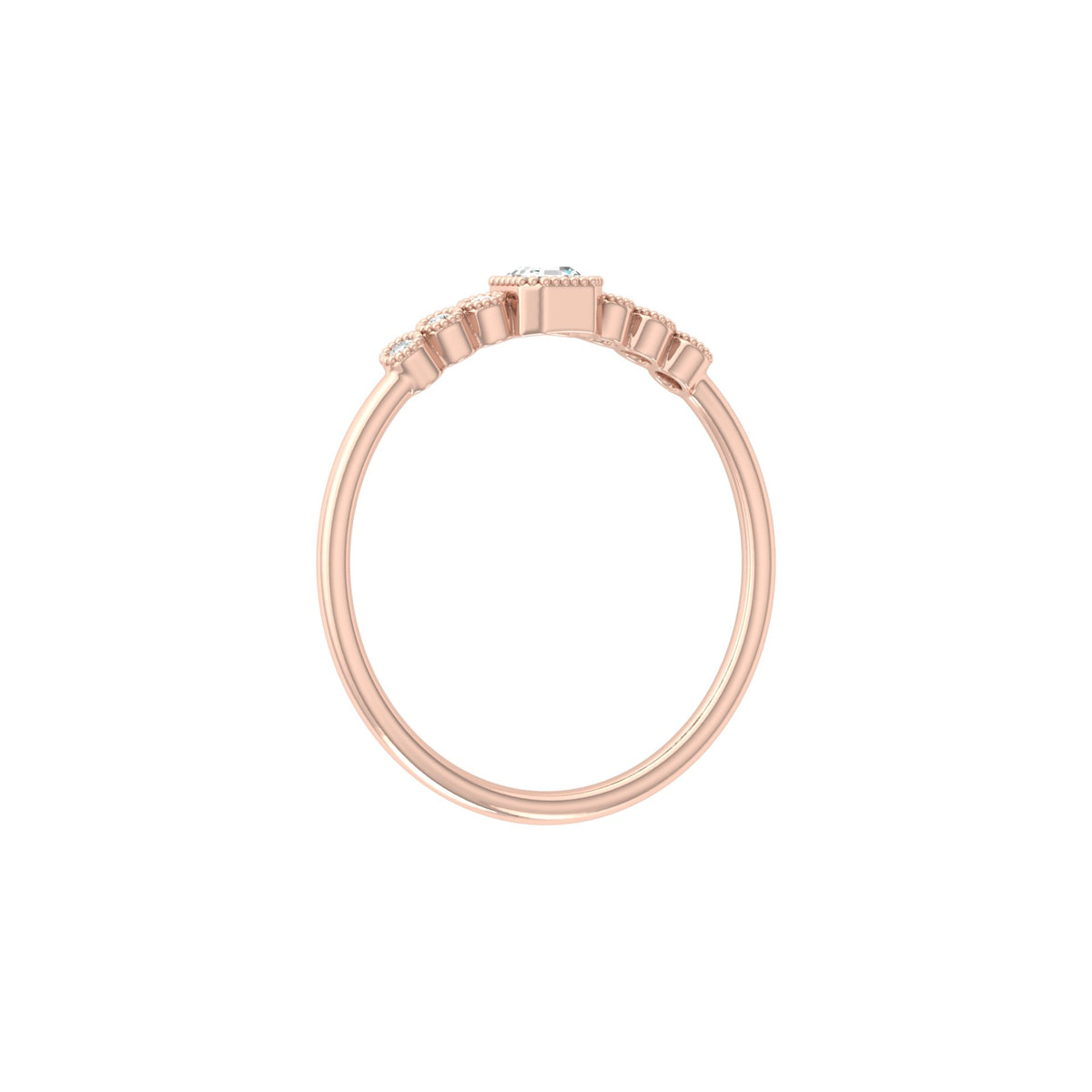 Asscher And Round Diamond Minimalist Ring 14K Solid Gold Dainty Engagement Ring For Her - HIGHCARAT DIAMONDS