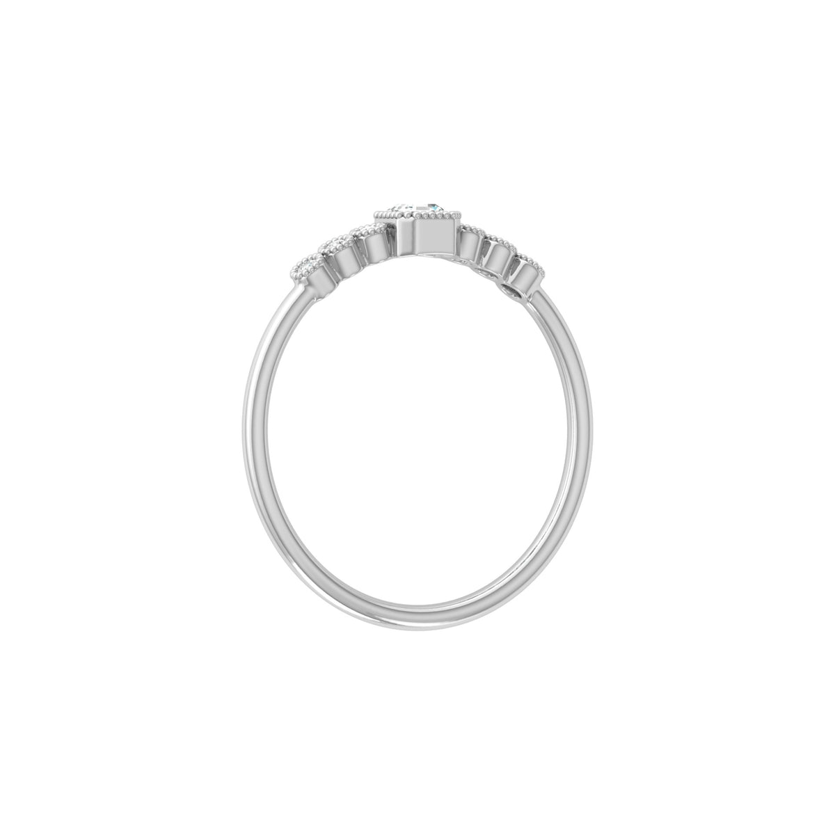 Asscher And Round Diamond Minimalist Ring 14K Solid Gold Dainty Engagement Ring For Her - HIGHCARAT DIAMONDS