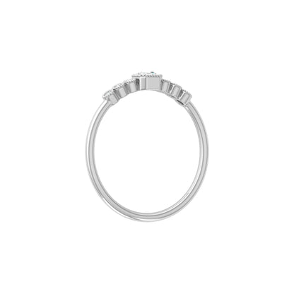 Asscher And Round Diamond Minimalist Ring 14K Solid Gold Dainty Engagement Ring For Her - HIGHCARAT DIAMONDS