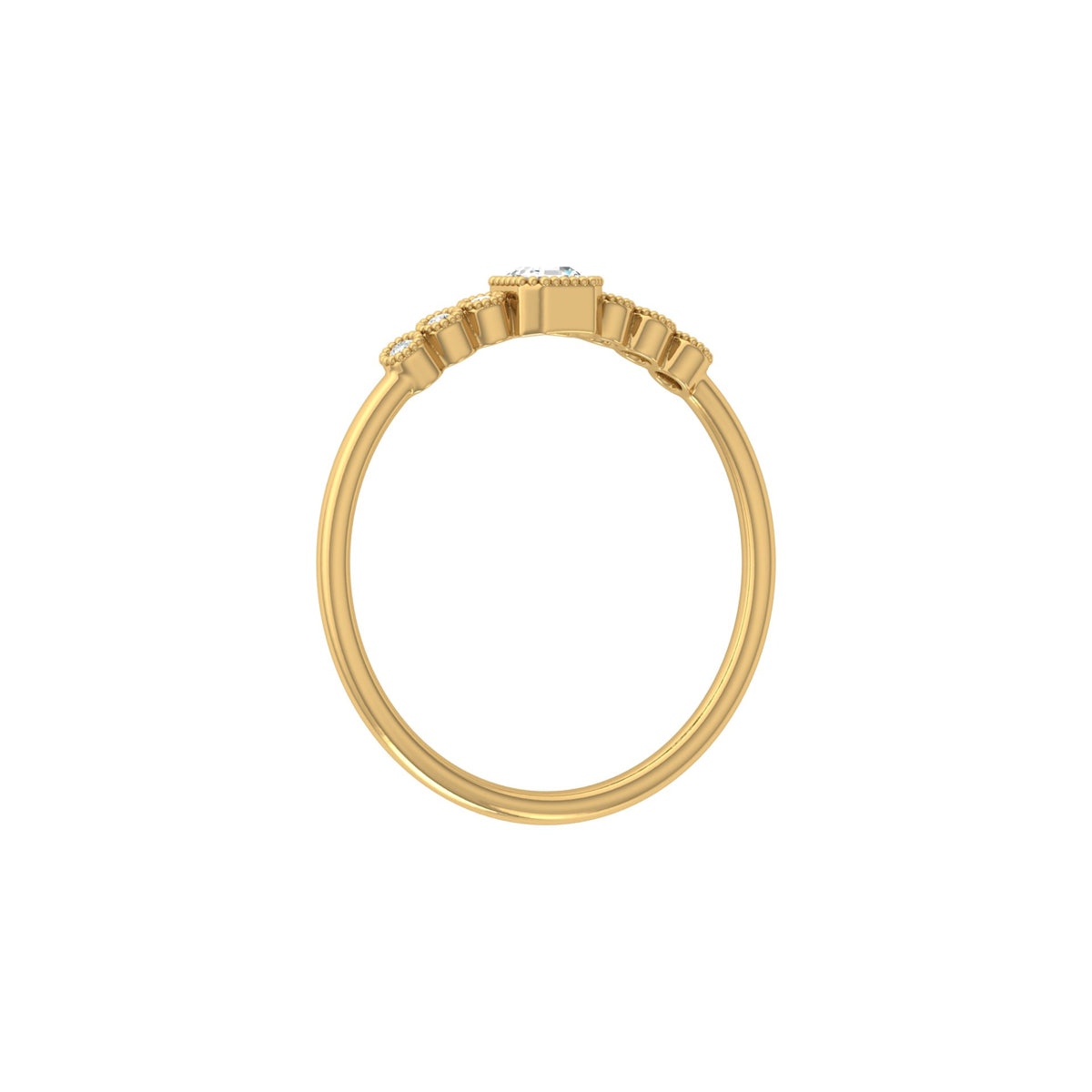 Asscher And Round Diamond Minimalist Ring 14K Solid Gold Dainty Engagement Ring For Her - HIGHCARAT DIAMONDS