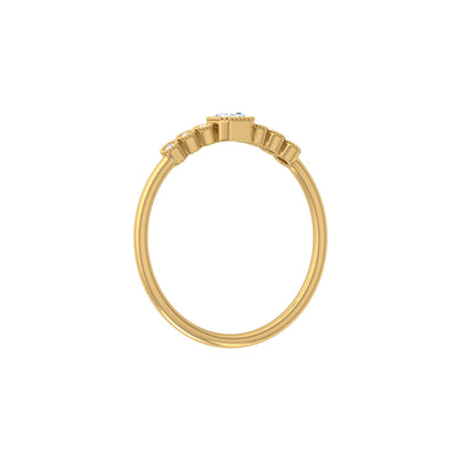 Asscher And Round Diamond Minimalist Ring 14K Solid Gold Dainty Engagement Ring For Her - HIGHCARAT DIAMONDS