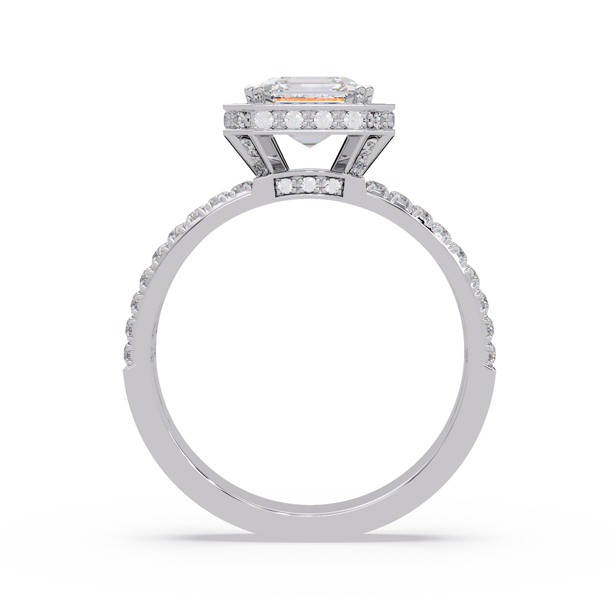 Asscher Cut Halo Lab Grown Diamond Split Shank Engagement Ring - HIGHCARAT DIAMONDS