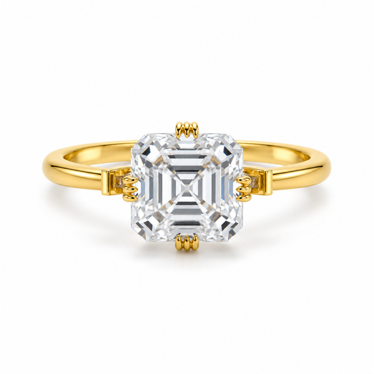 Asscher Cut Lab Grown Diamond Solitaire Ring