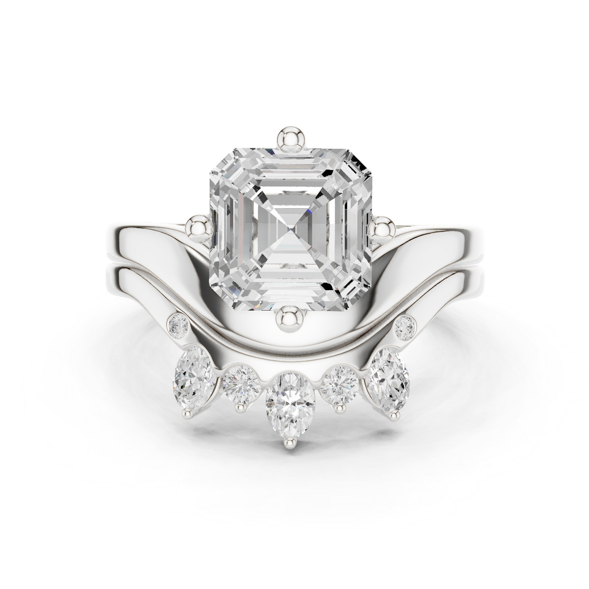 3.47 Ct Round, Oval, And Ascher Cut lab Grown Dainty  Diamond  Ring For Women Wedding Wear - HIGHCARAT DIAMONDS