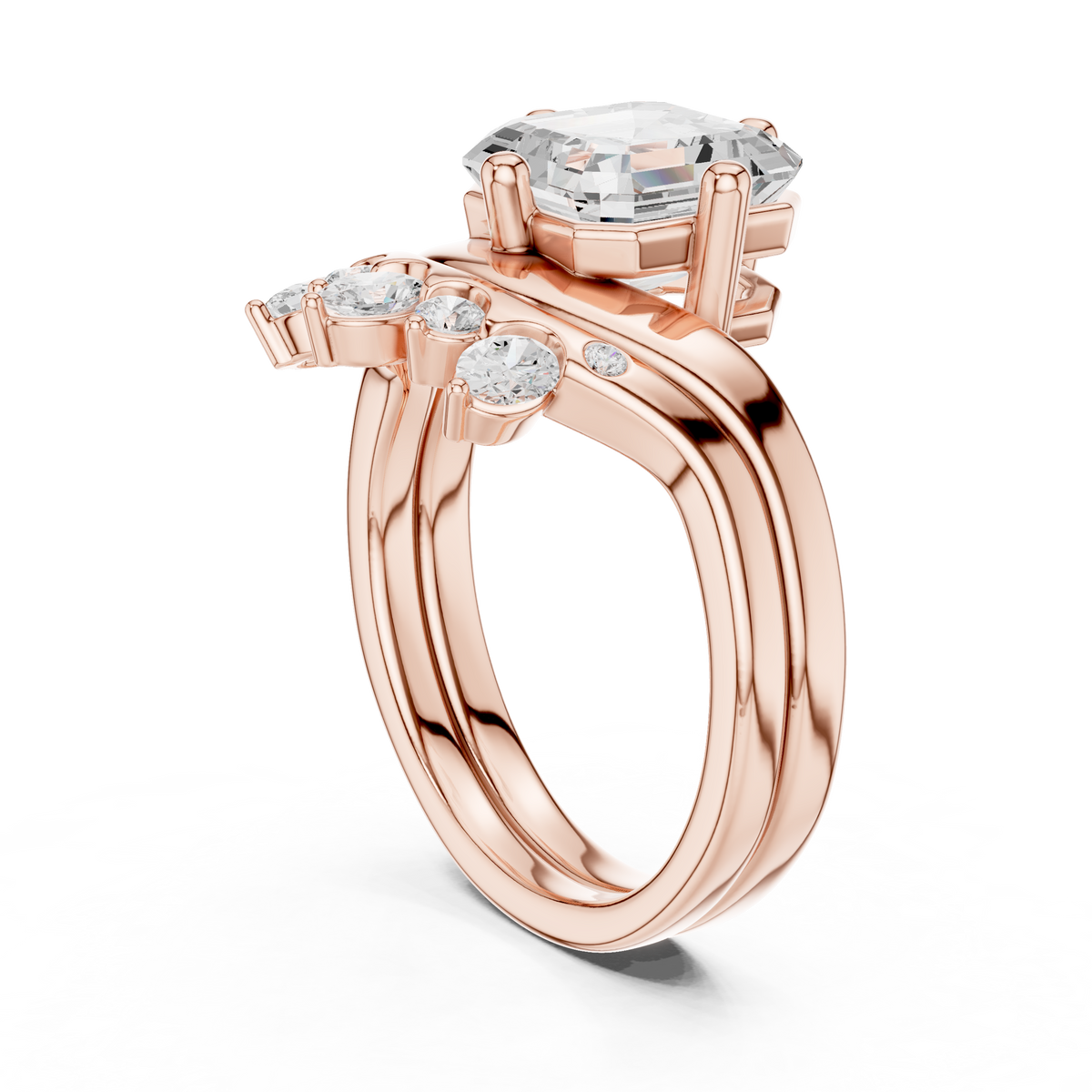 3.47 Ct Round, Oval, And Ascher Cut lab Grown Dainty  Diamond  Ring For Women Wedding Wear - HIGHCARAT DIAMONDS