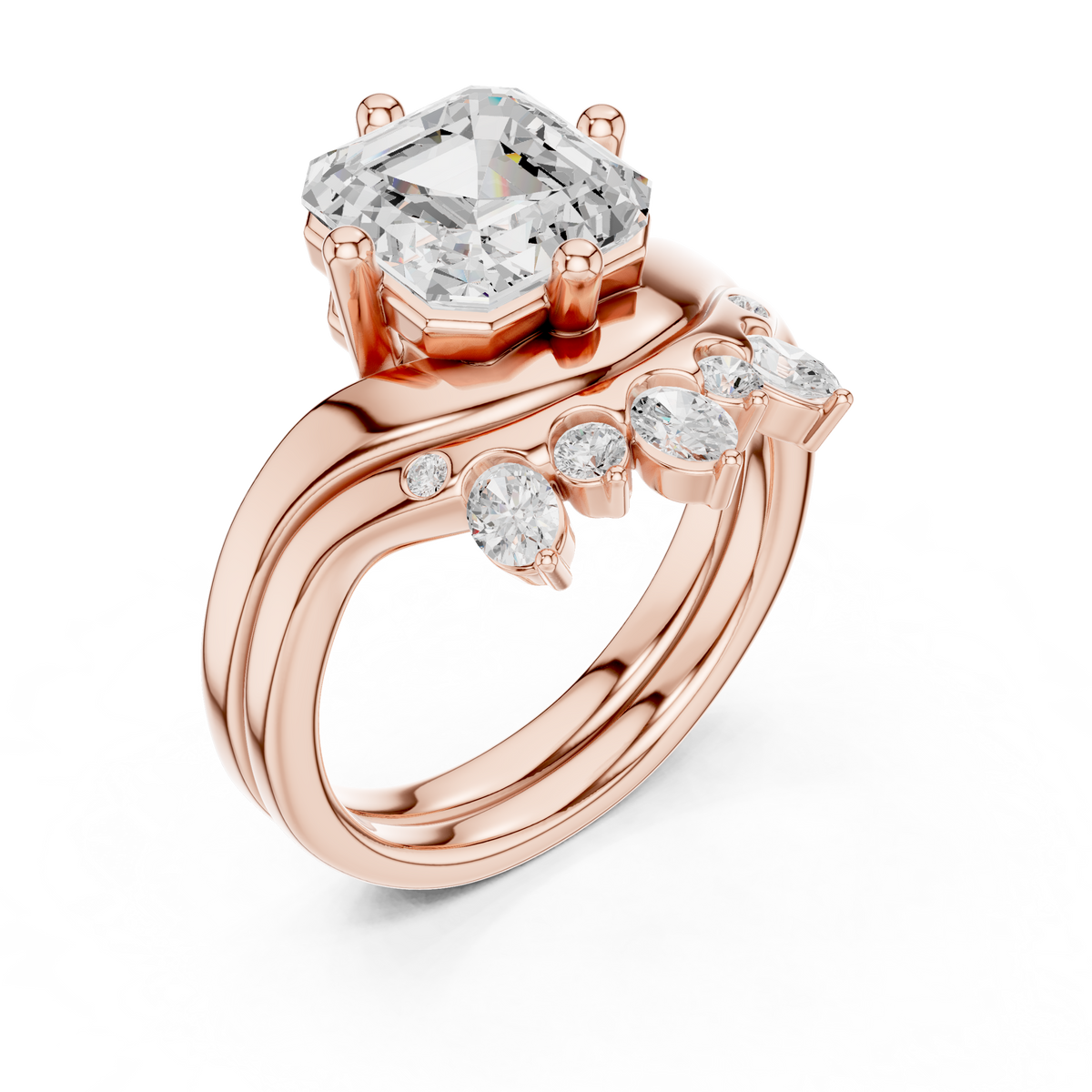 3.47 Ct Round, Oval, And Ascher Cut lab Grown Dainty  Diamond  Ring For Women Wedding Wear - HIGHCARAT DIAMONDS