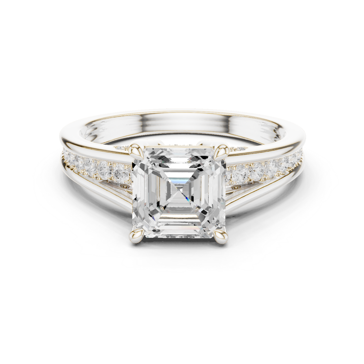 2.30Ct Asscher and Round Cut Lab Grown Diamond Vintage Pave Set Perfect Engagement Ring For Women's - HIGHCARAT DIAMONDS