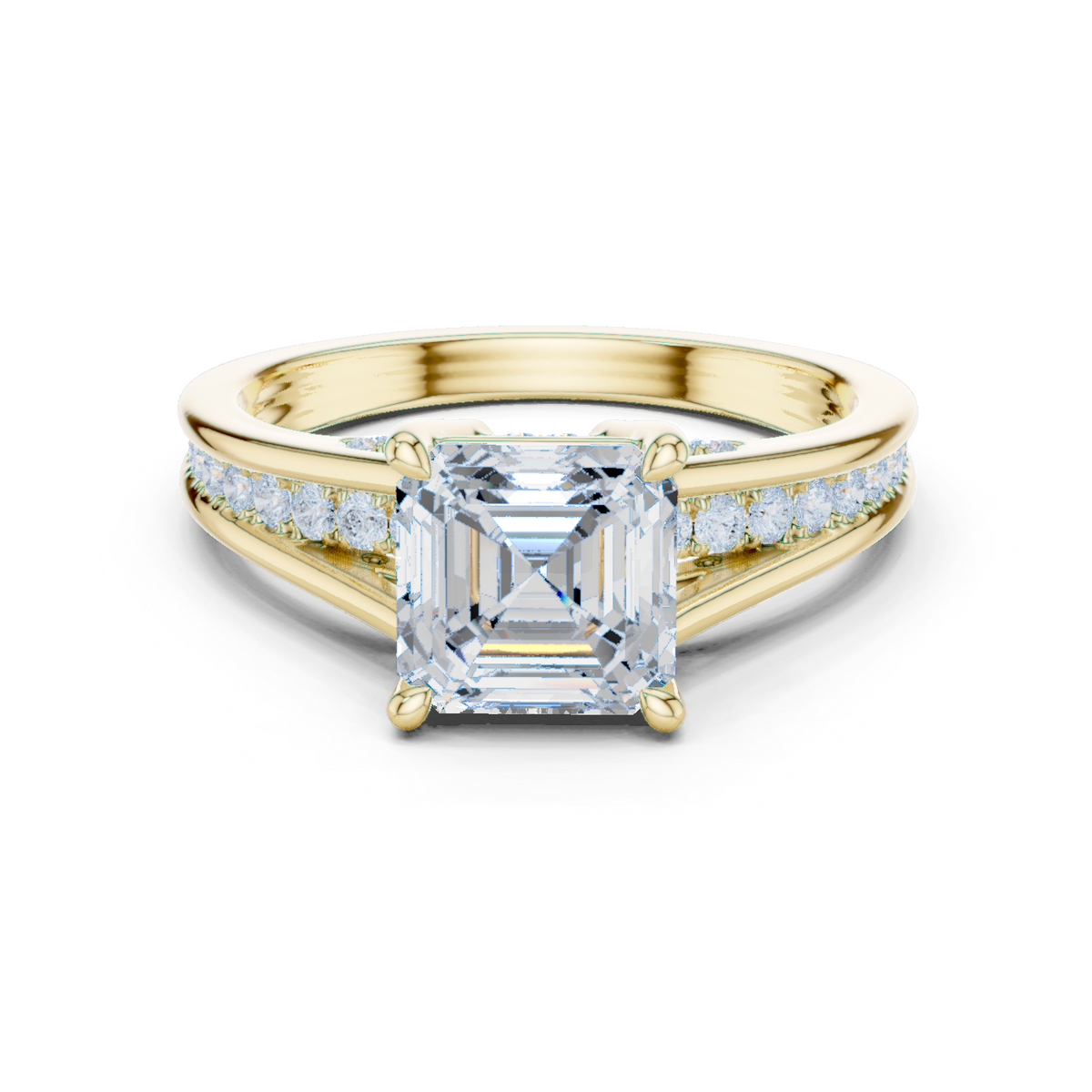 2.30Ct Asscher and Round Cut Lab Grown Diamond Vintage Pave Set Perfect Engagement Ring For Women's - HIGHCARAT DIAMONDS