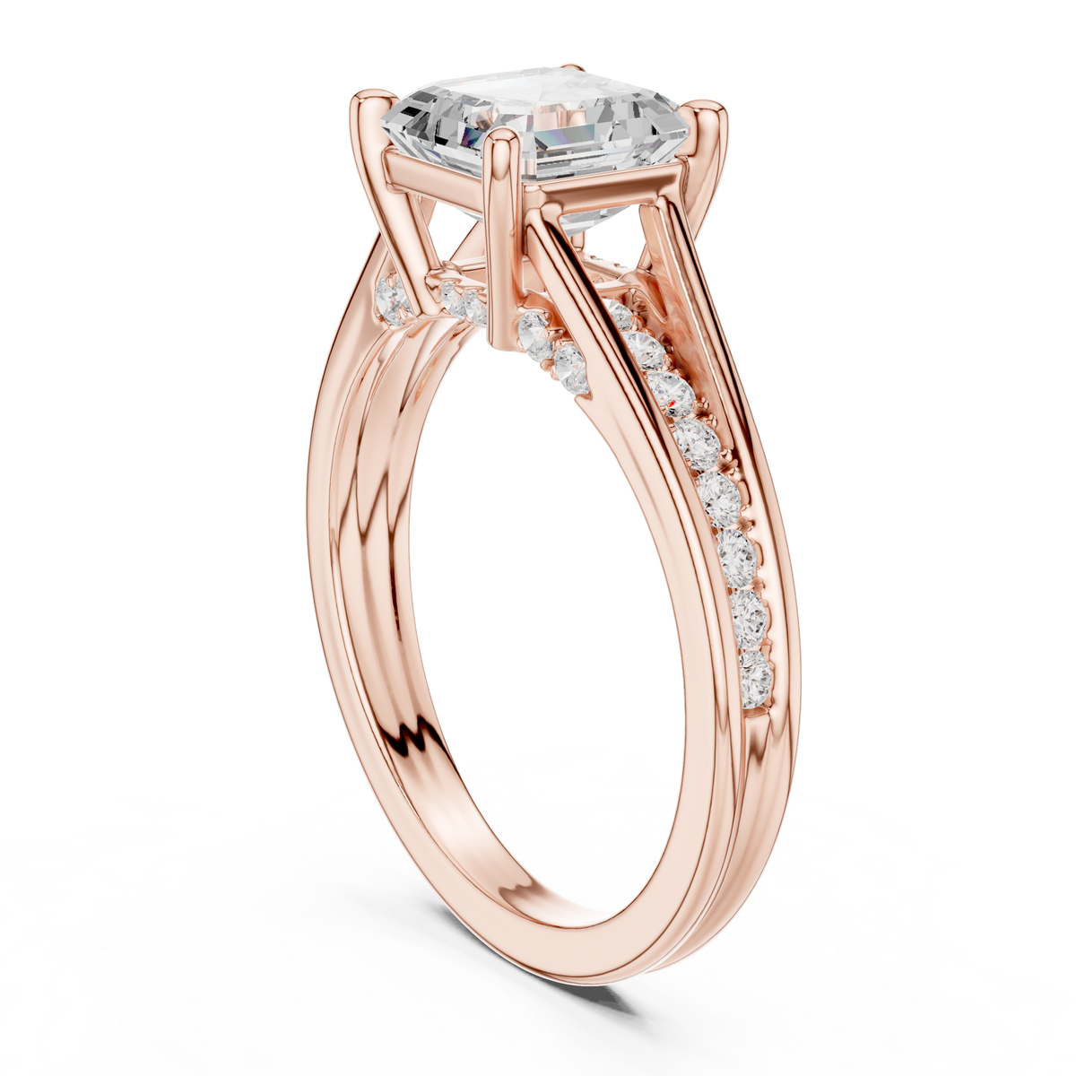 2.30Ct Asscher and Round Cut Lab Grown Diamond Vintage Pave Set Perfect Engagement Ring For Women's - HIGHCARAT DIAMONDS