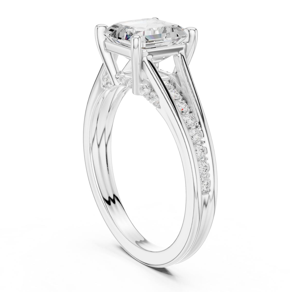 2.30Ct Asscher and Round Cut Lab Grown Diamond Vintage Pave Set Perfect Engagement Ring For Women's - HIGHCARAT DIAMONDS