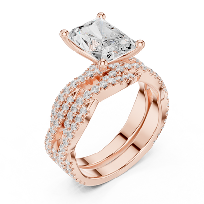 2.30Ct Asscher and Round Cut Lab Grown Diamond Vintage Pave Set Perfect Engagement Ring For Women's - HIGHCARAT DIAMONDS