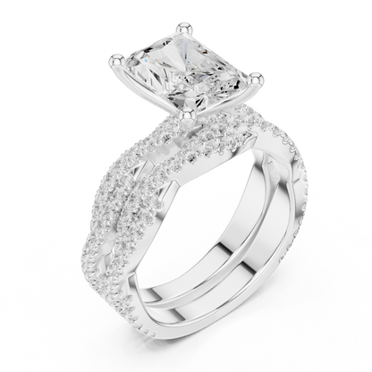 2.30Ct Asscher and Round Cut Lab Grown Diamond Vintage Pave Set Perfect Engagement Ring For Women's - HIGHCARAT DIAMONDS