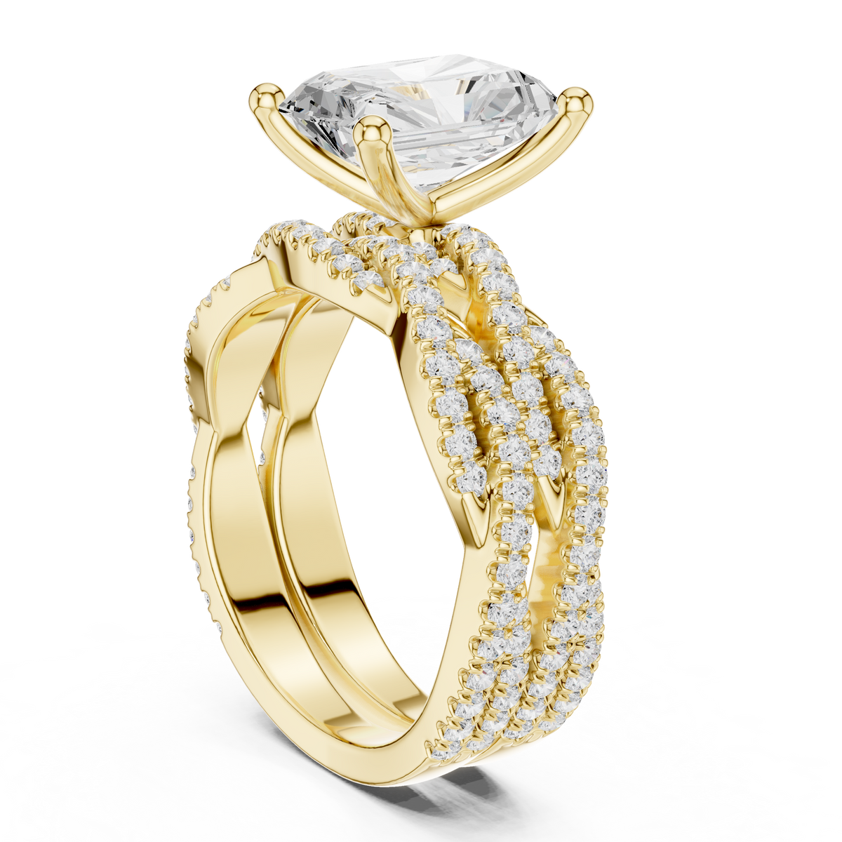2.30Ct Asscher and Round Cut Lab Grown Diamond Vintage Pave Set Perfect Engagement Ring For Women's - HIGHCARAT DIAMONDS