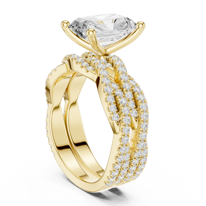 2.30Ct Asscher and Round Cut Lab Grown Diamond Vintage Pave Set Perfect Engagement Ring For Women's - HIGHCARAT DIAMONDS