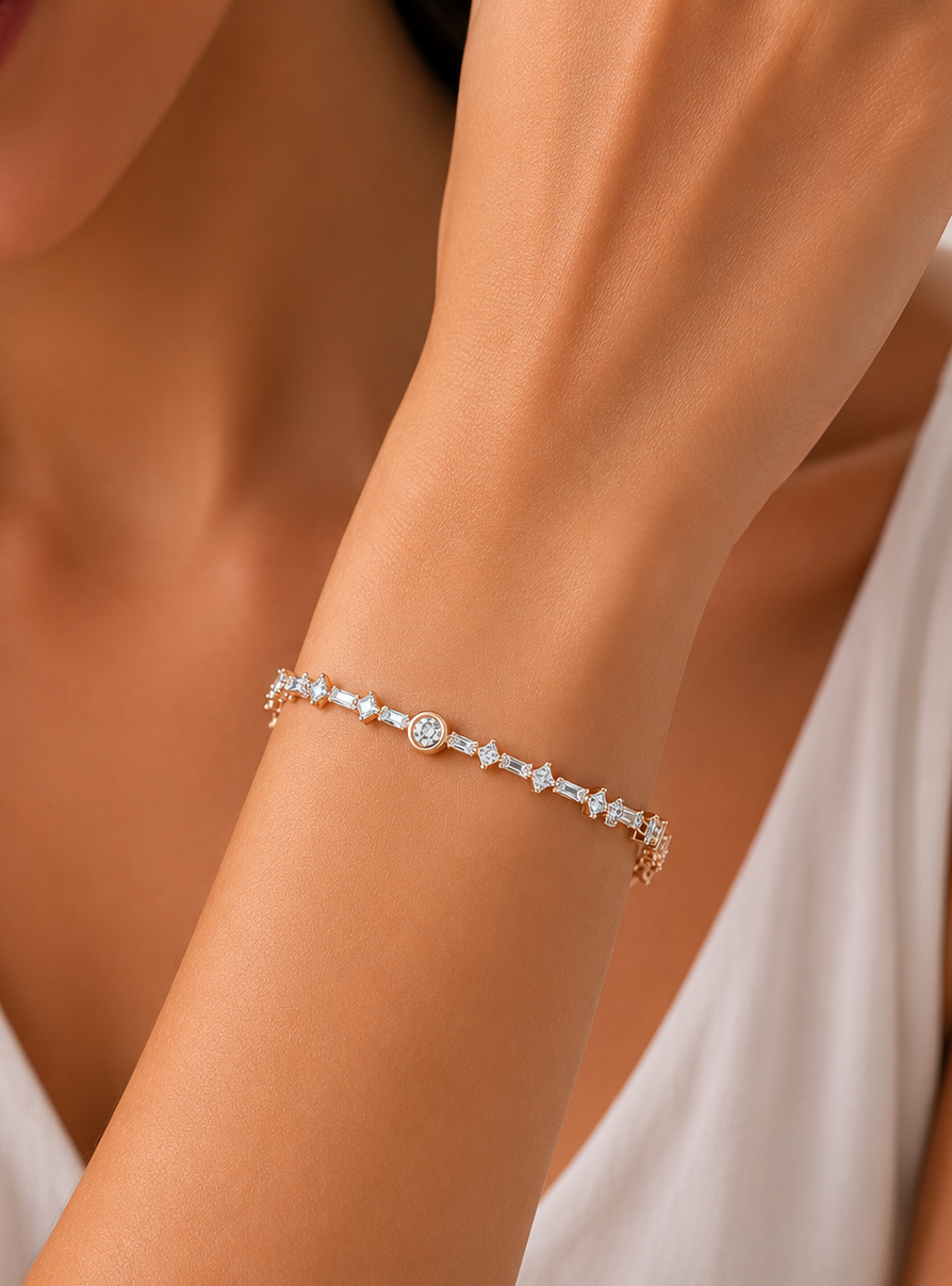 Round Cut Lab Grown Diamond Wedding Tennis Bracelet