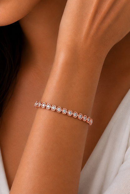 Round Cut Diamond Bezel Set Tennis Bracelet