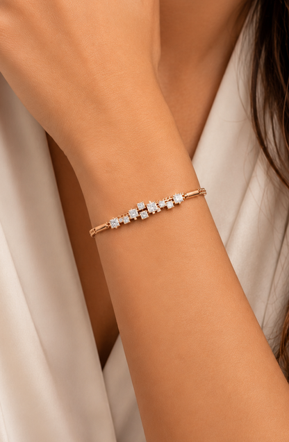 Princess Cut Lab Grown Diamond Adjustable Bracelet