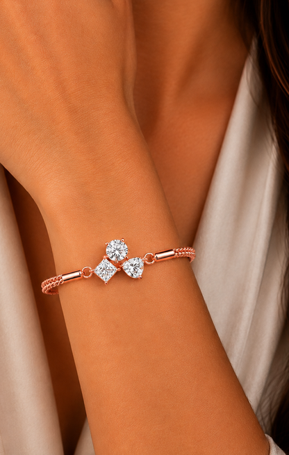 Trio Lab Grown Diamond Shape Adjustable Bracelet