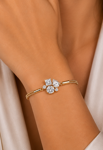 Multi Shape Lab Grown Diamond Cluster Bracelet