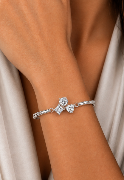 Trio Lab Grown Diamond Shape Adjustable Bracelet