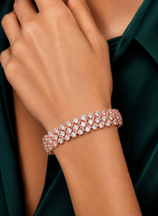 Multi Row Round Lab Grown Diamond Bracelet