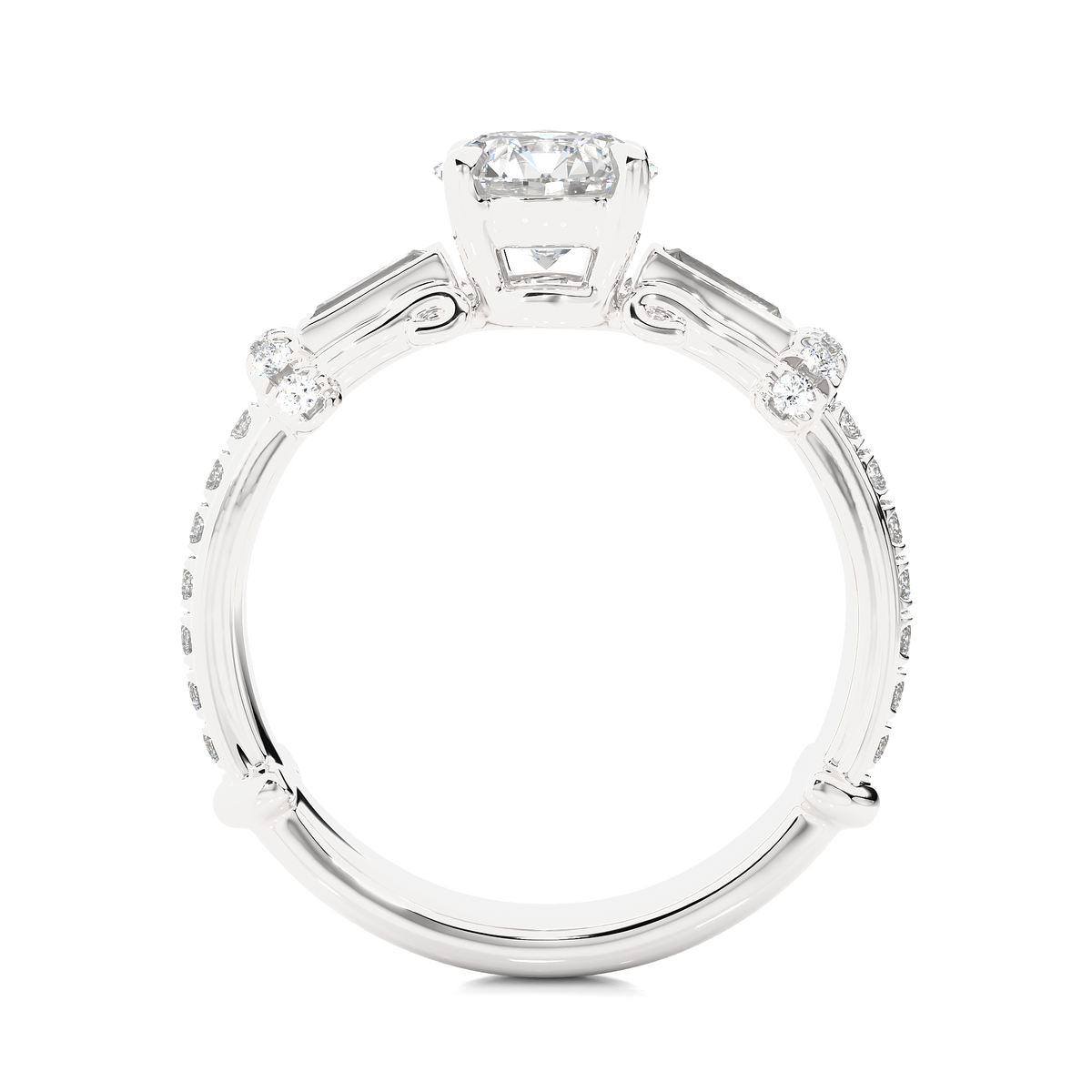 Baguette And Round Cut Lab grown Diamond Ring ,1.50 Carat Diamond Ring For Her And All Occasion - HIGHCARAT DIAMONDS