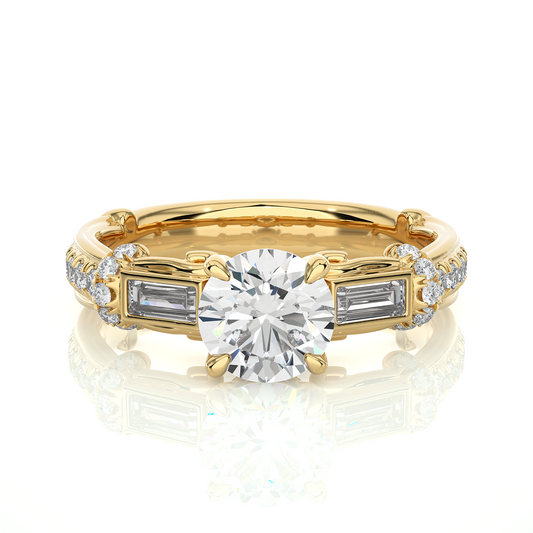 Baguette And Round Cut Lab grown Diamond Ring ,1.50 Carat Diamond Ring For Her And All Occasion - HIGHCARAT DIAMONDS