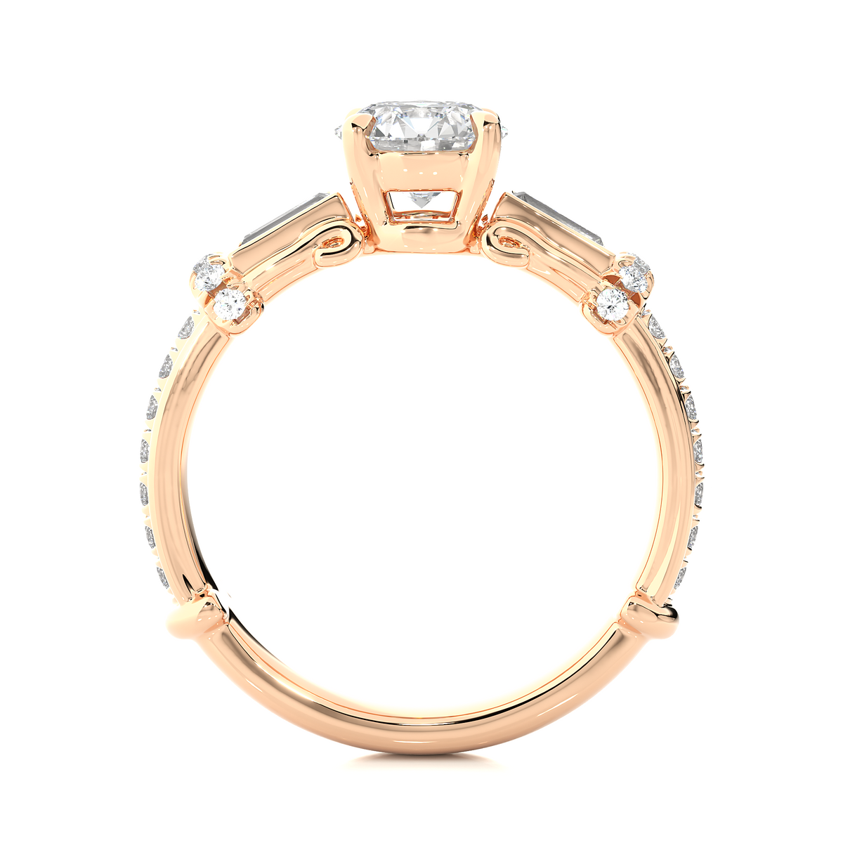 Baguette And Round Cut Lab grown Diamond Ring ,1.50 Carat Diamond Ring For Her And All Occasion - HIGHCARAT DIAMONDS