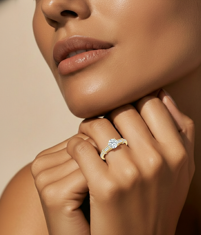 Baguette And Round Cut Lab grown Diamond Ring ,1.50 Carat Diamond Ring For Her And All Occasion - HIGHCARAT DIAMONDS #wearthelook