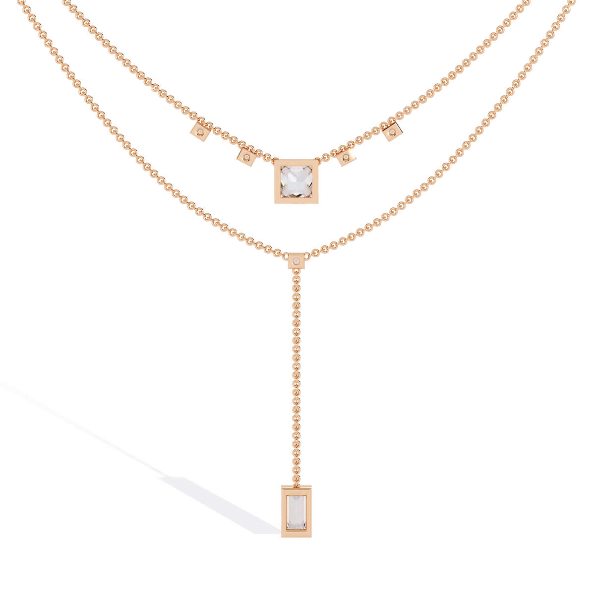 Baguette, Princess And Round Cut 3.44 Ct  Lab Grown Diamond Bezel Set Dainty Diamond Necklace For gifted by bridal - HIGHCARAT DIAMONDS