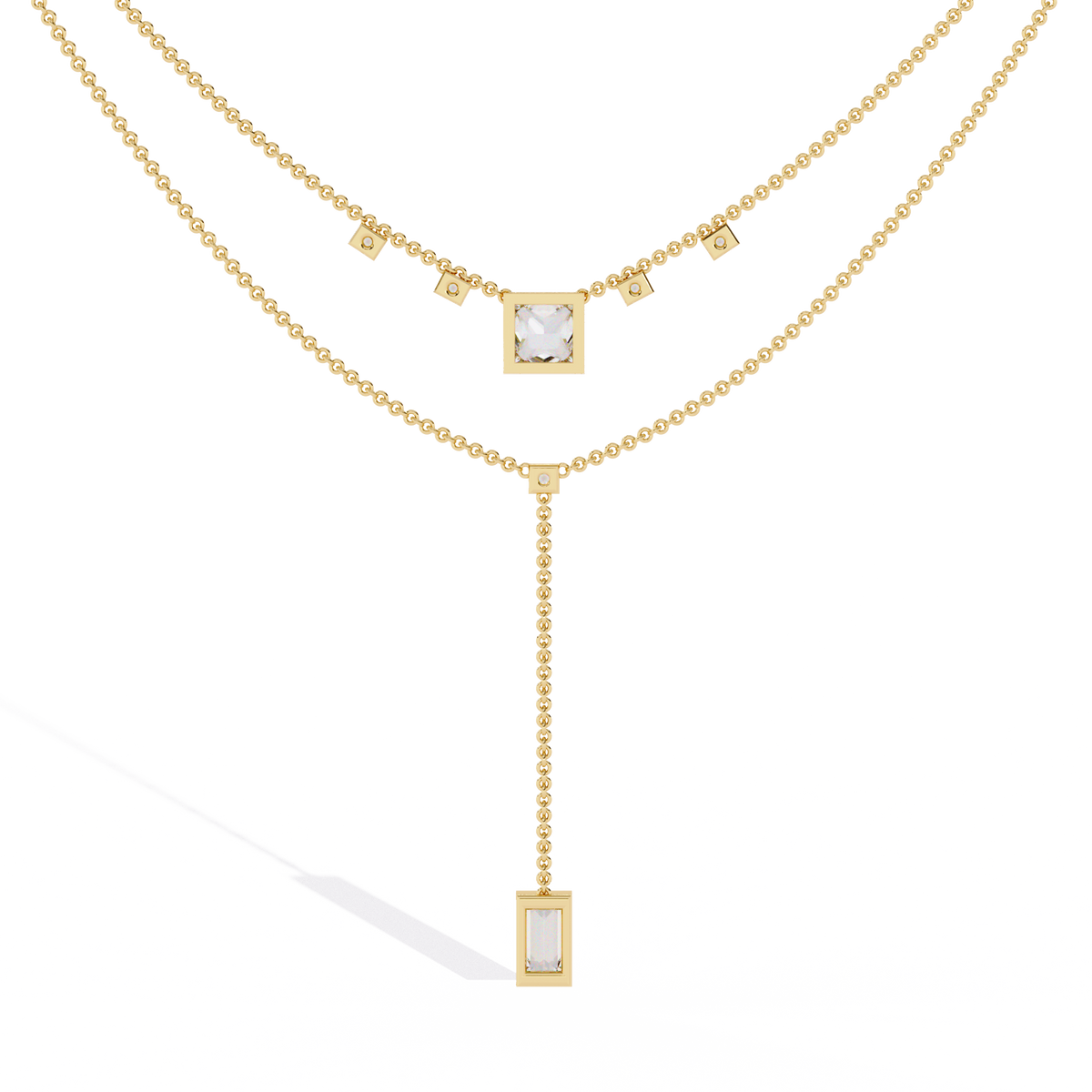 Baguette, Princess And Round Cut 3.44 Ct  Lab Grown Diamond Bezel Set Dainty Diamond Necklace For gifted by bridal - HIGHCARAT DIAMONDS