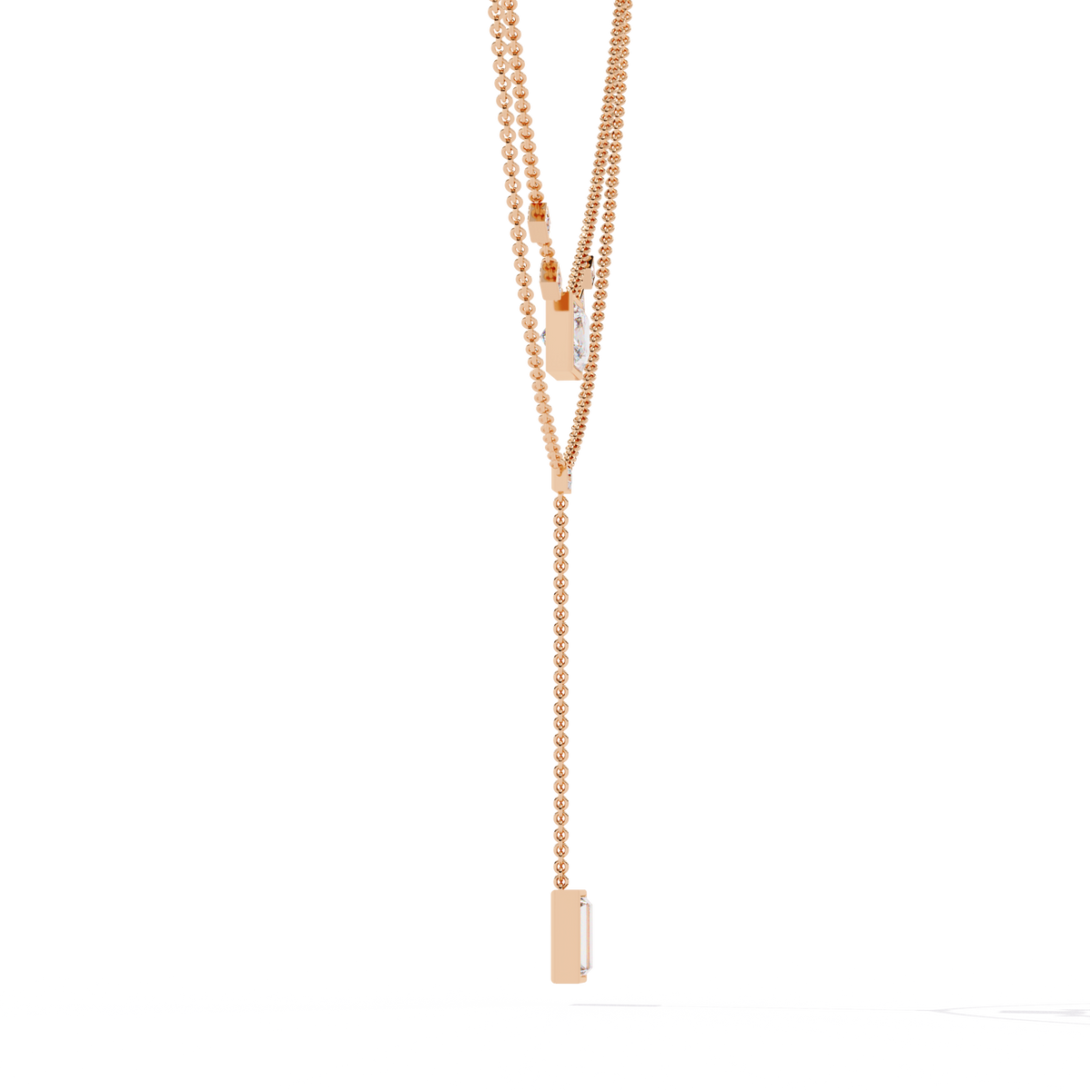 Baguette, Princess And Round Cut 3.44 Ct  Lab Grown Diamond Bezel Set Dainty Diamond Necklace For gifted by bridal - HIGHCARAT DIAMONDS