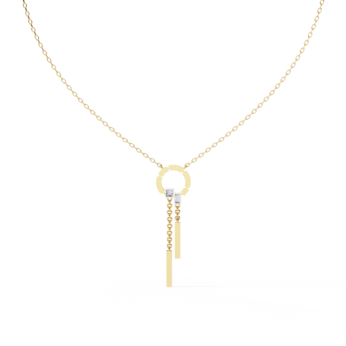 Baguette, Princess and Round 14K Solid Rose Gold Natural Cut Diamond Bezel Set Antique Necklace Gifted for Women's - HIGHCARAT DIAMONDS