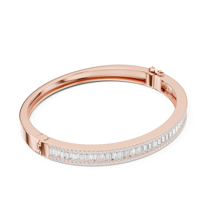 Baguette & Round Cut 5.32CT Lab Grown Diamond Classic Bangle Bracelet - HIGHCARAT DIAMONDS