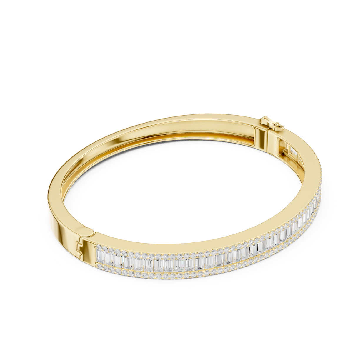 Baguette & Round Cut 5.32CT Lab Grown Diamond Classic Bangle Bracelet - HIGHCARAT DIAMONDS