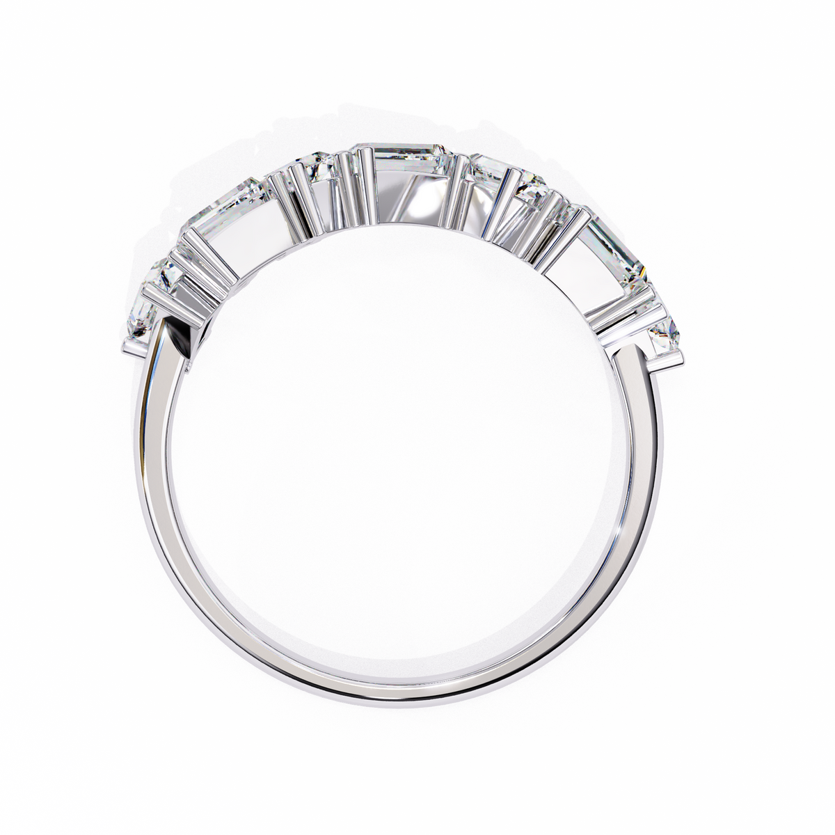 Baguette And Round Cut Top Grade Diamond Antique Minimalist Half Eternity Classic Band Gift For Women's - HIGHCARAT DIAMONDS