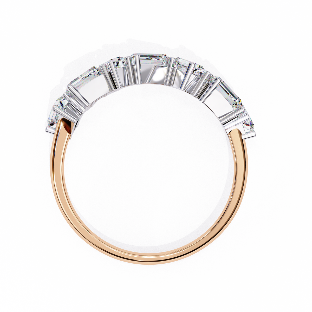 Baguette And Round Cut Top Grade Diamond Antique Minimalist Half Eternity Classic Band Gift For Women's - HIGHCARAT DIAMONDS