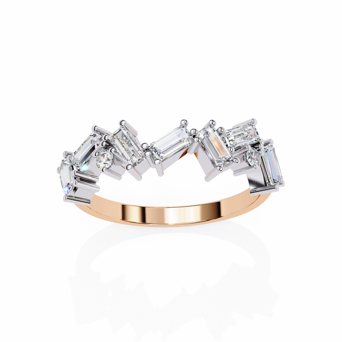 Baguette And Round Cut Top Grade Diamond Antique Minimalist Half Eternity Classic Band Gift For Women's - HIGHCARAT DIAMONDS