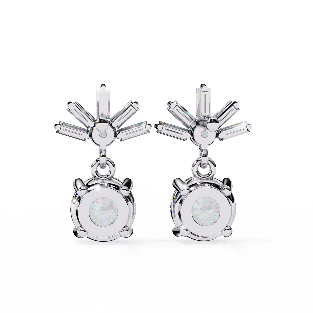 Baguette And Round Cut High Quality Diamond Antique Art Deco Vintage Classic Handmade Drop Wedding Earring Gift For Her - HIGHCARAT DIAMONDS