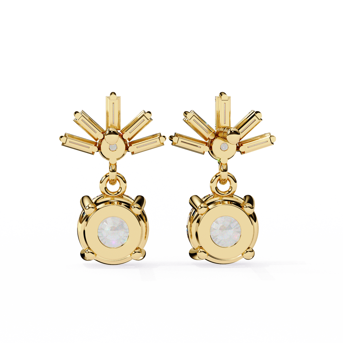 Baguette And Round Cut High Quality Diamond Antique Art Deco Vintage Classic Handmade Drop Wedding Earring Gift For Her - HIGHCARAT DIAMONDS